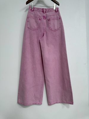 エクストラ ロング ワイド 脚 デザイン ピンク デニム ジーンズ